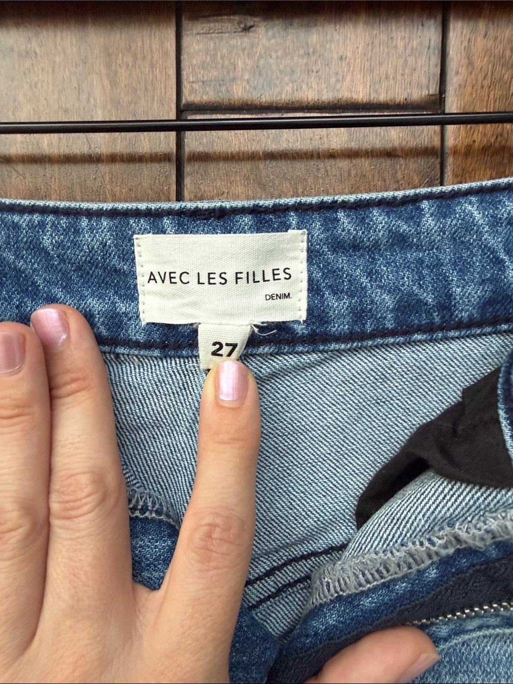 Avec Les Filles Light Blue Wide-Leg Jeans with Black Side Bows - Picture 4 of 5